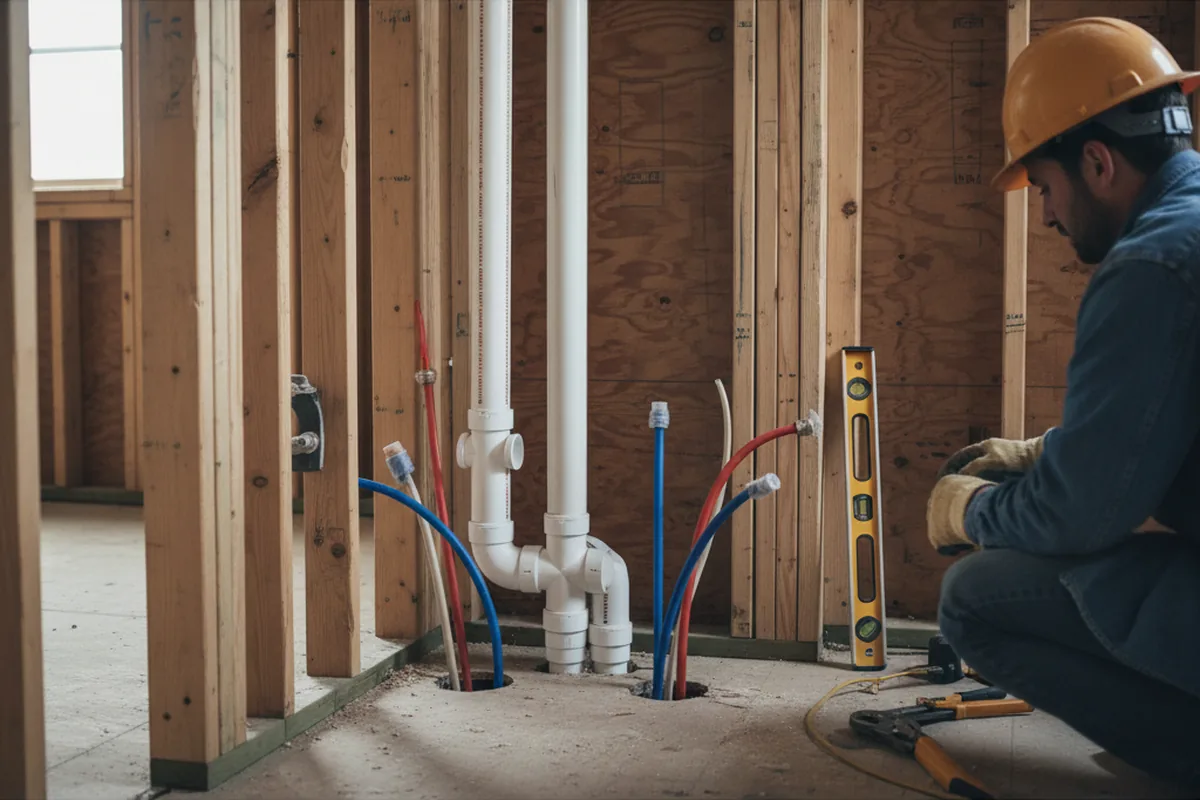 Drain and supply rough-in during Leak Detection in Buies Creek